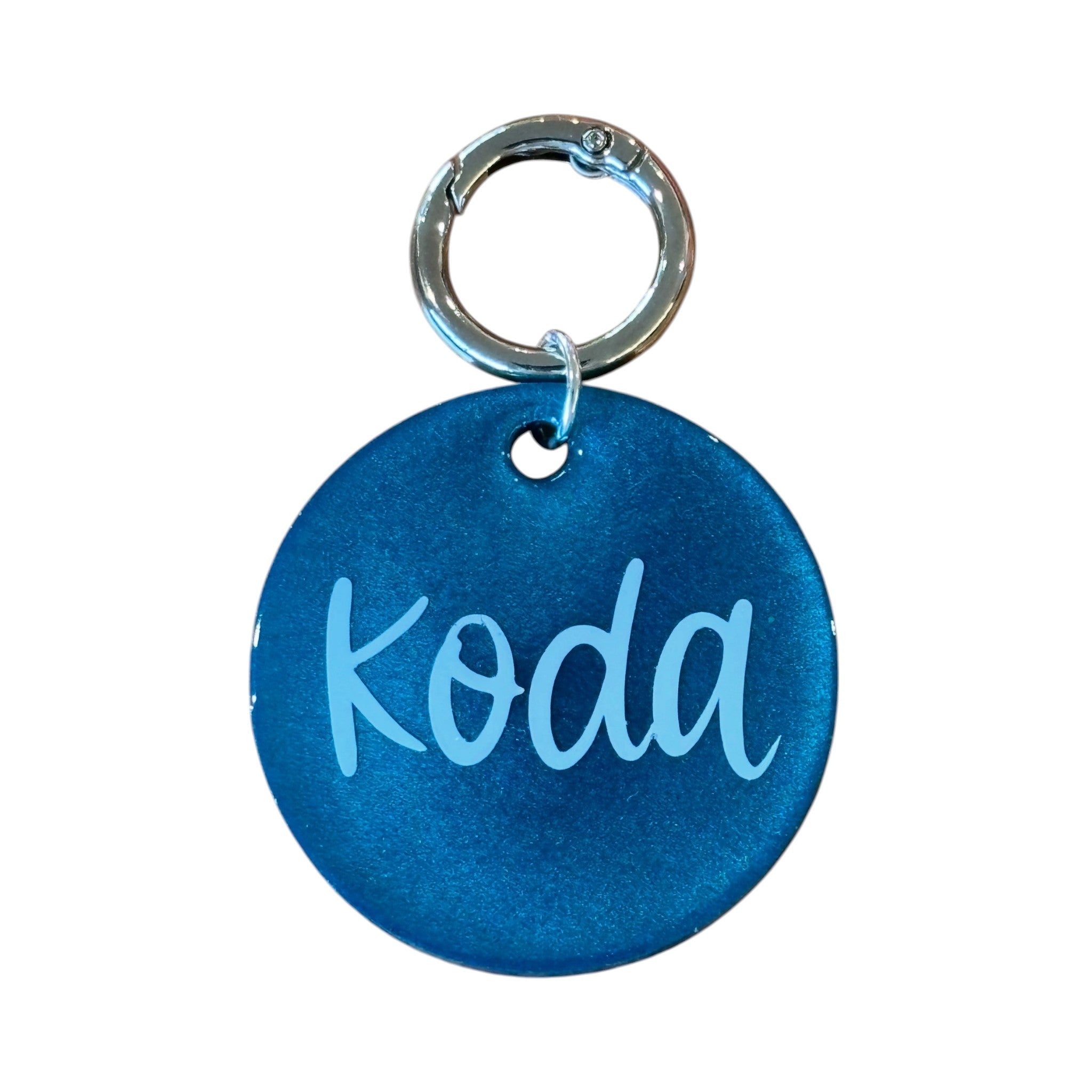 Blue Round Pet ID Tag