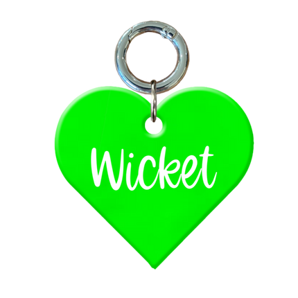 Fluro Green Heart Pet ID Tag