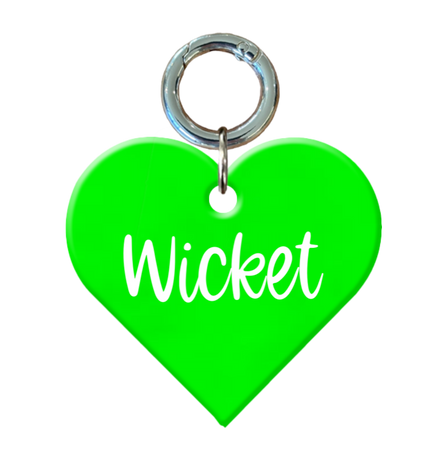 Fluro Green Heart Pet ID Tag