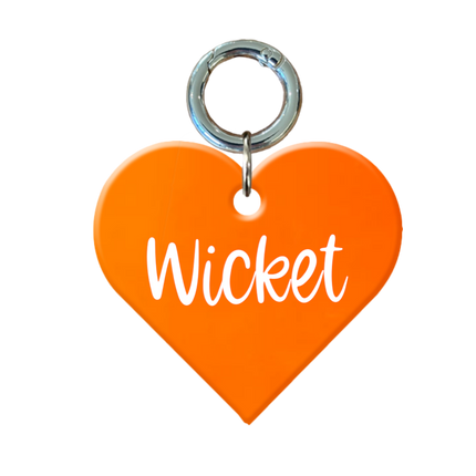 Fluro Orange Heart Pet ID Tag