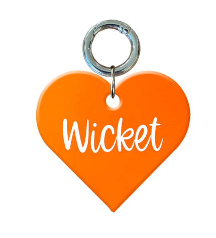 Fluro Orange Heart Pet ID Tag