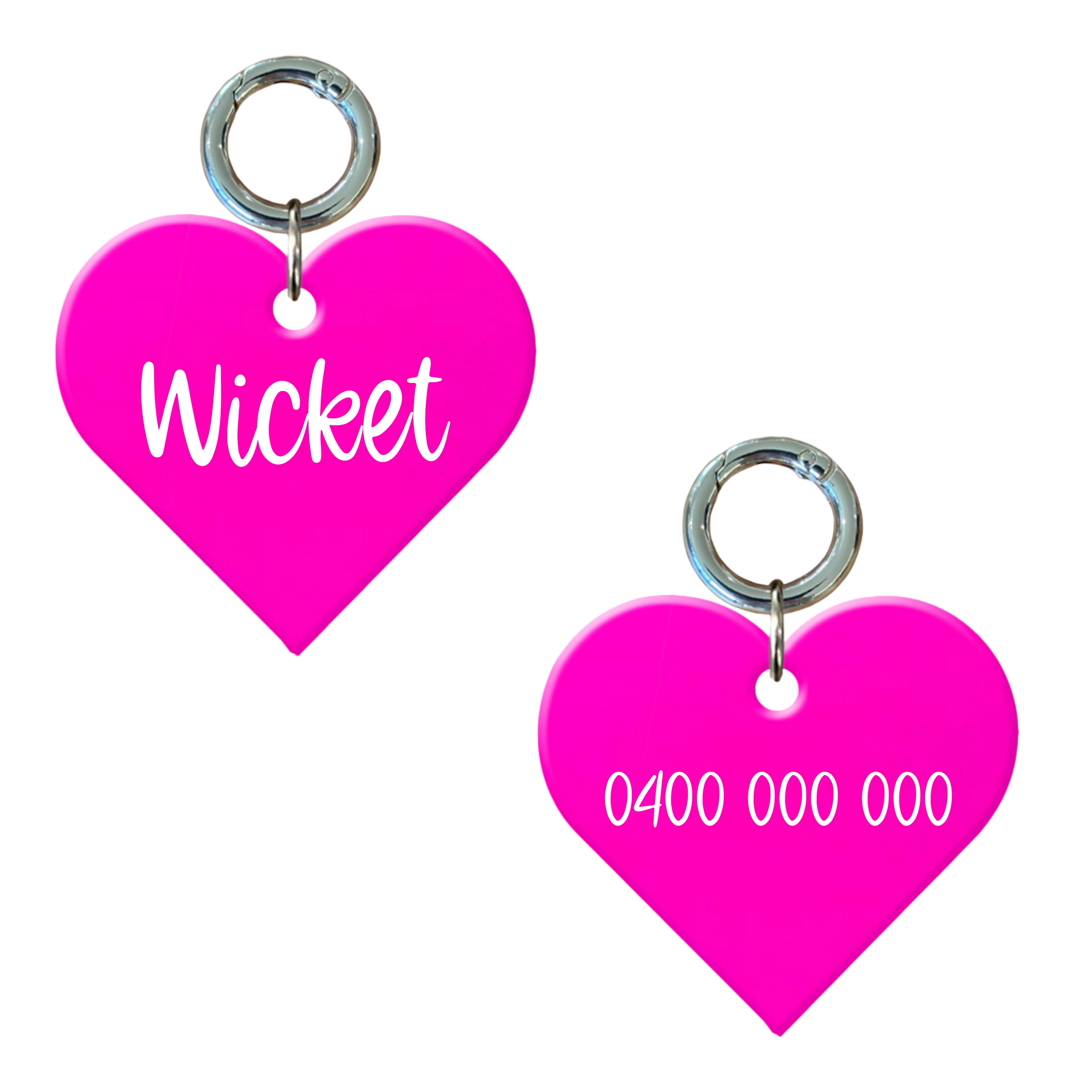 Fluroescent Heart Dog Tags