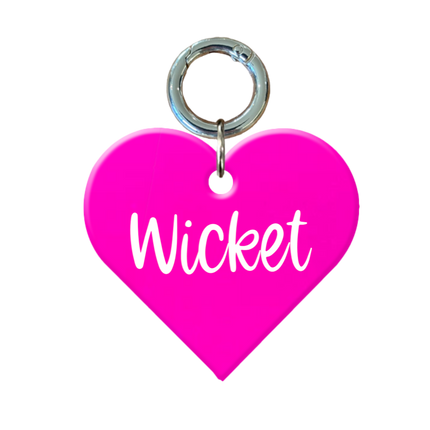 Fluro Pink Heart Pet ID Tag