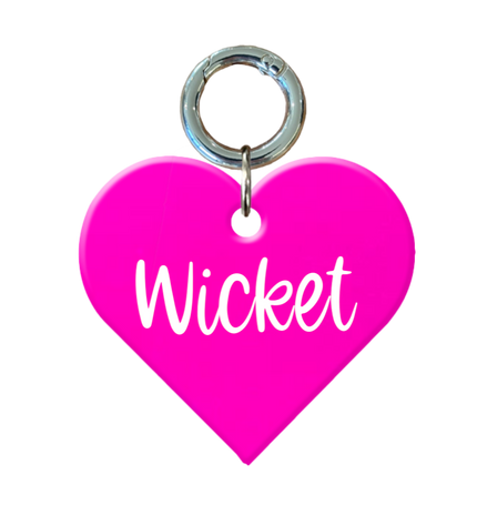 Fluro Pink Heart Pet ID Tag
