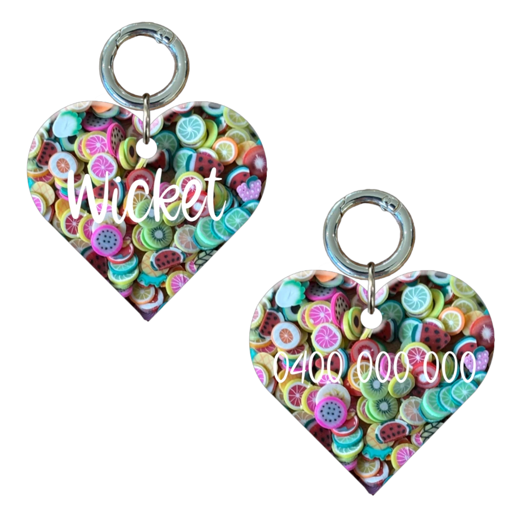 Mini Heart Fruit Pet ID Tags