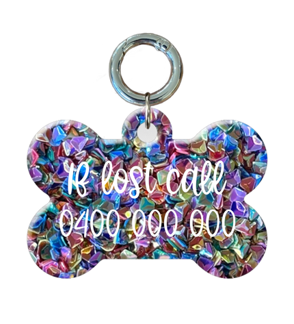 Glitter Bone Pet ID Tags