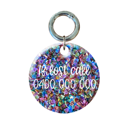 Glitter Circle Pet ID Tags