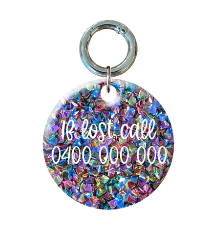 Glitter Circle Pet ID Tags