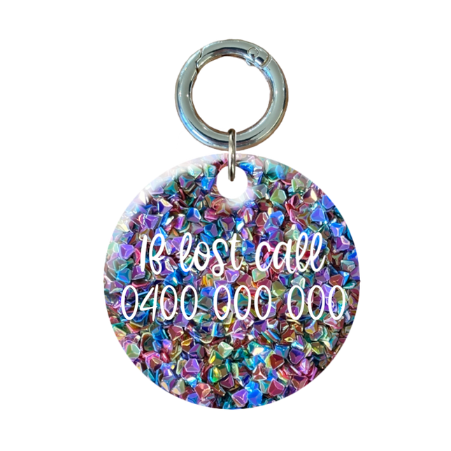 Glitter Circle Pet ID Tags
