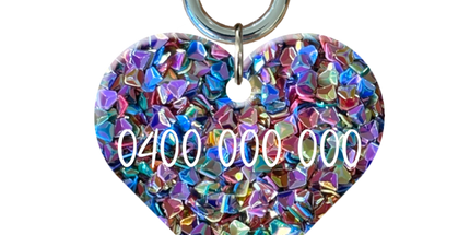 Mini Heart Glitter Pet ID Tags