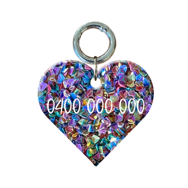Mini Heart Glitter Pet ID Tags