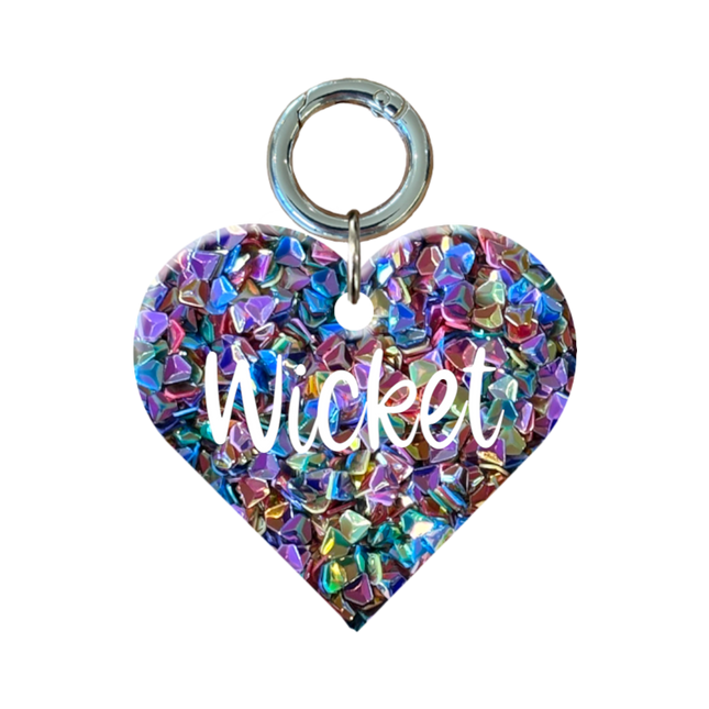 Mini Heart Glitter Pet ID Tags