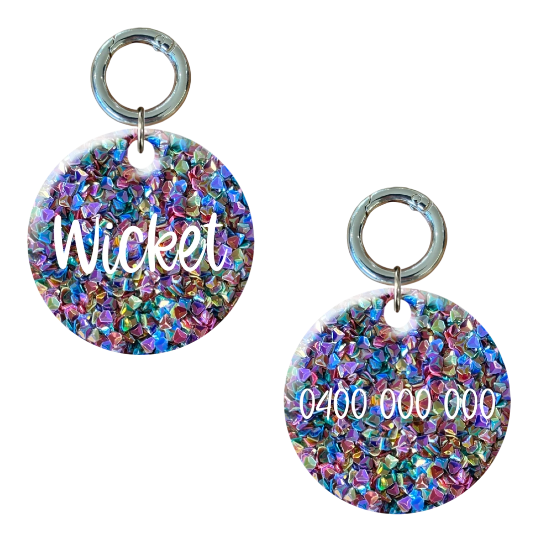 Glitzy Circle ID Tags