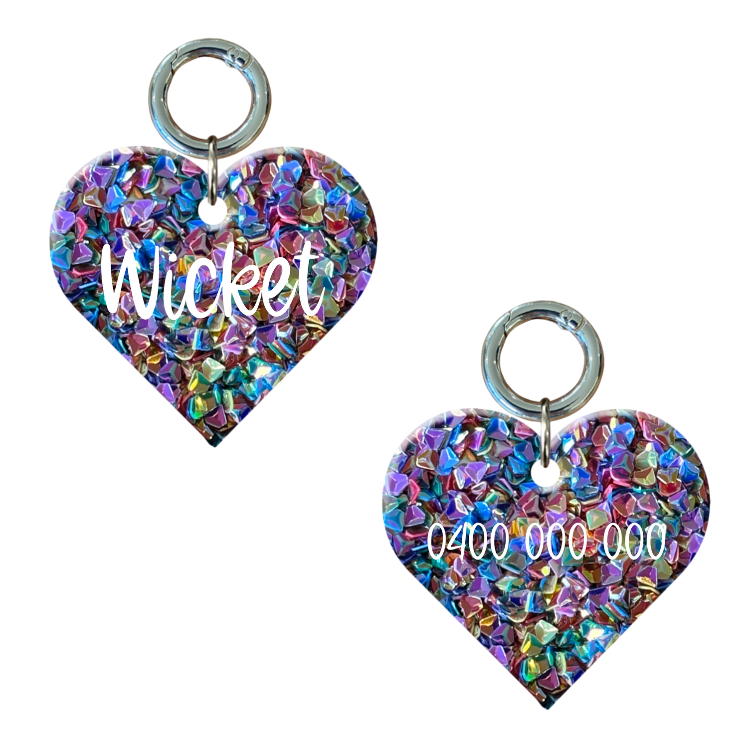 Mini Heart Glitzy ID Tags