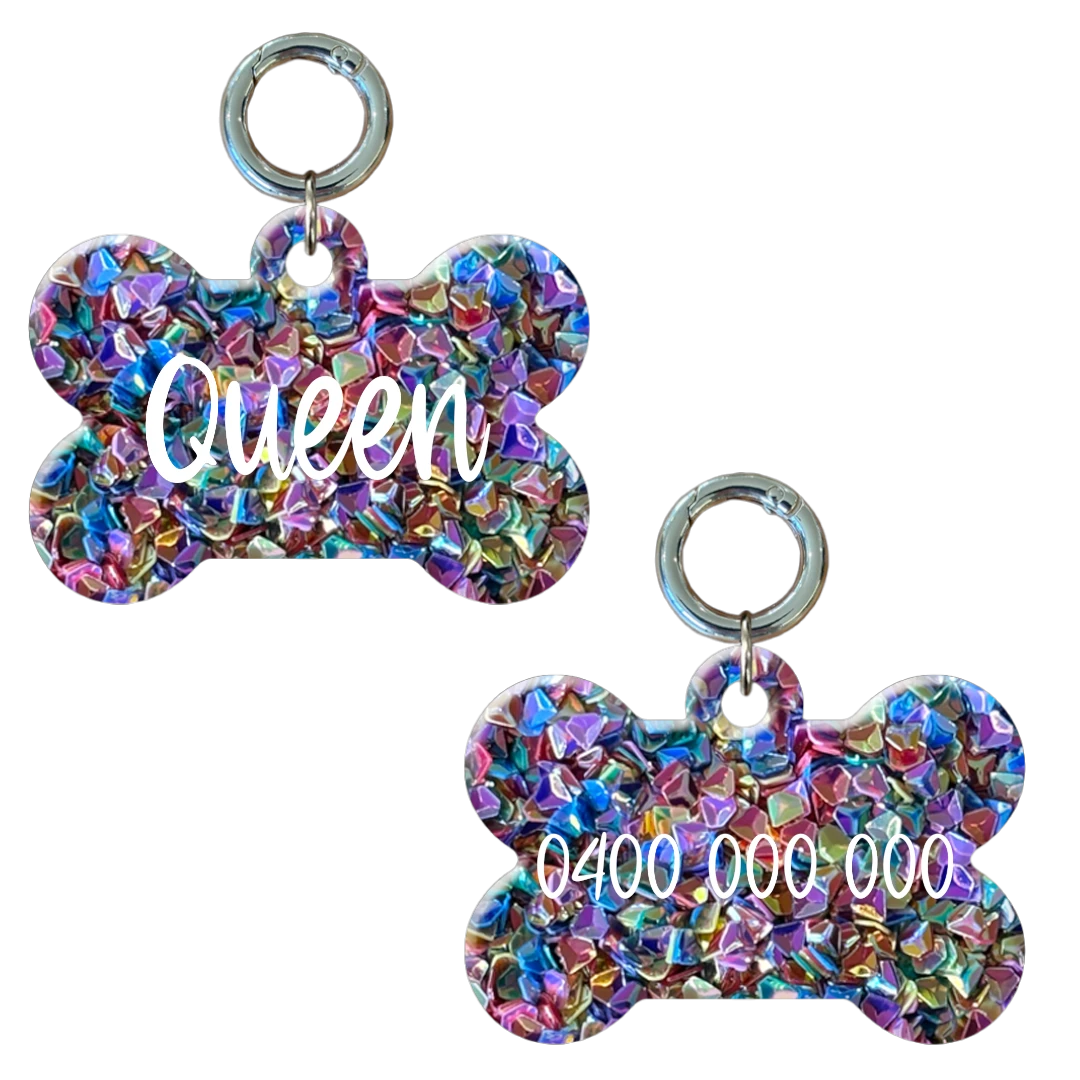 Royal Bone Glitter Tags