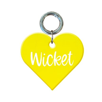 Fluro Yellow Heart Pet ID Tag