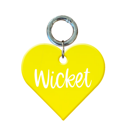 Fluro Yellow Heart Pet ID Tag