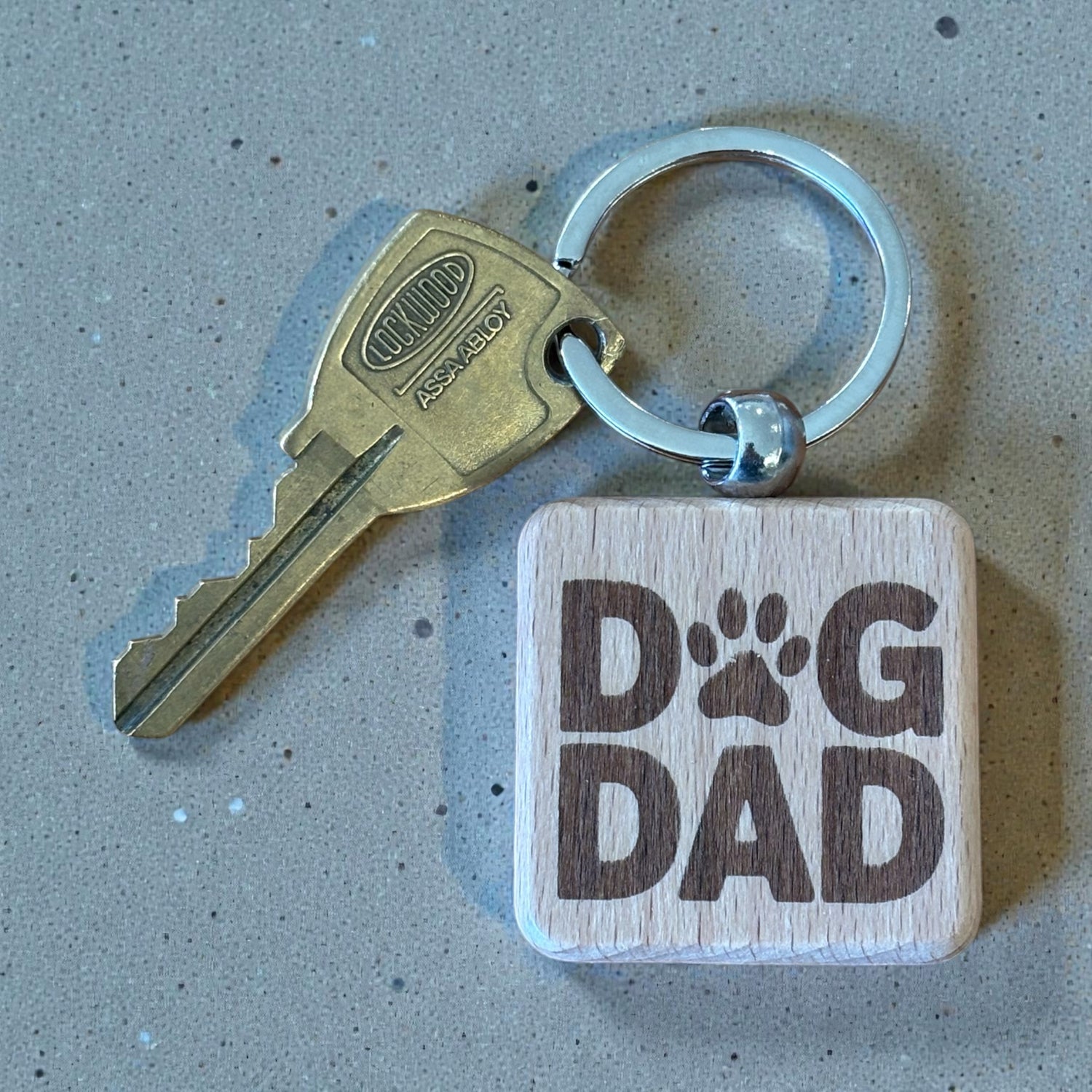 Wood Dog Dad Keyring